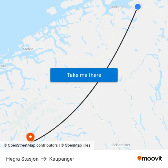 Hegra Stasjon to Kaupanger map
