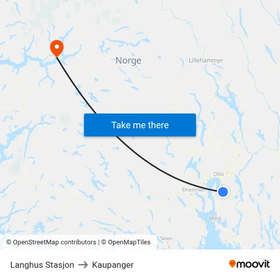 Langhus Stasjon to Kaupanger map