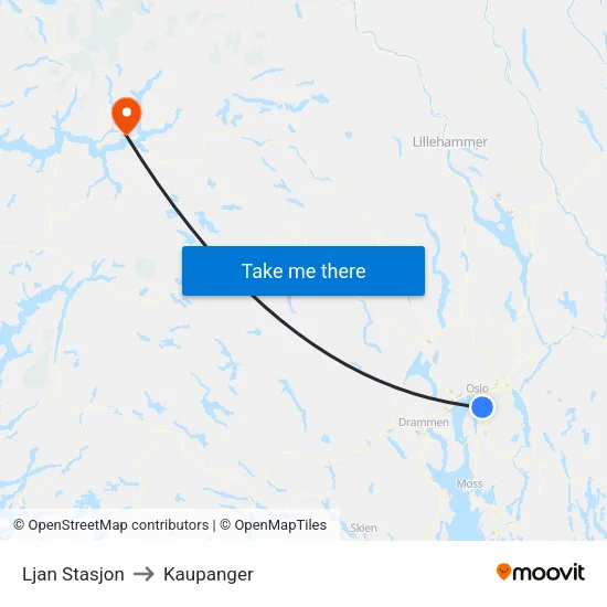 Ljan Stasjon to Kaupanger map
