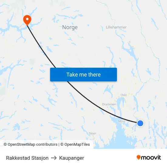 Rakkestad Stasjon to Kaupanger map