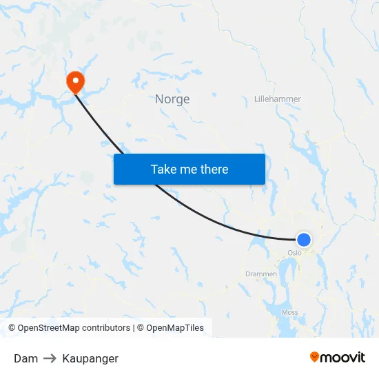 Dam to Kaupanger map