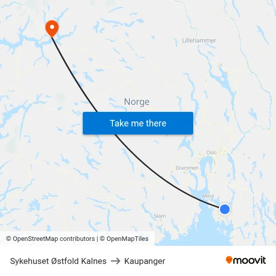 Sykehuset Østfold Kalnes to Kaupanger map