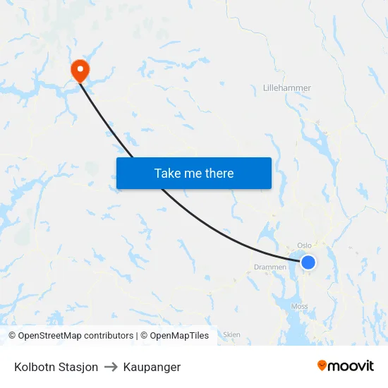 Kolbotn Stasjon to Kaupanger map