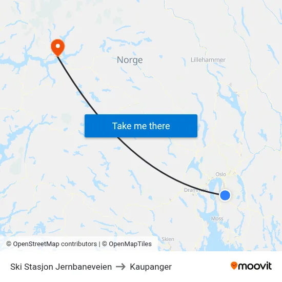 Ski Stasjon Jernbaneveien to Kaupanger map
