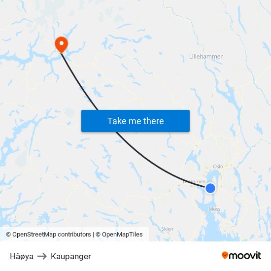 Håøya to Kaupanger map