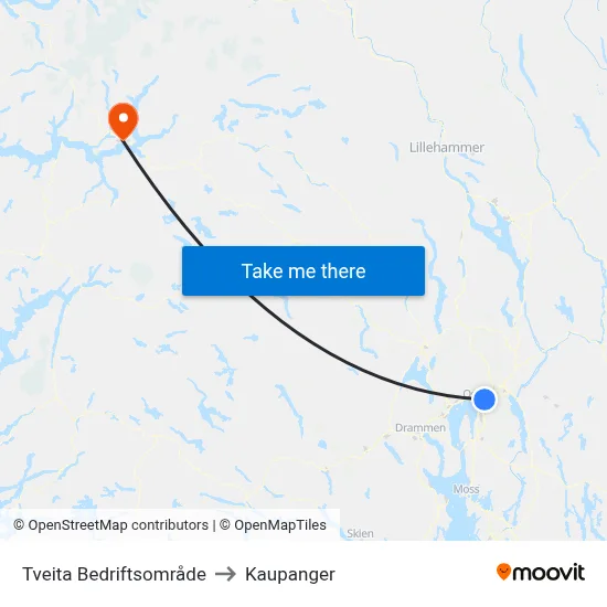 Tveita Bedriftsområde to Kaupanger map