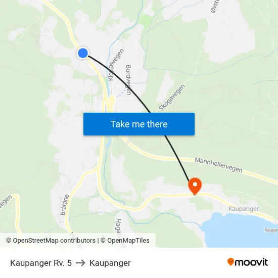 Kaupanger Rv. 5 to Kaupanger map