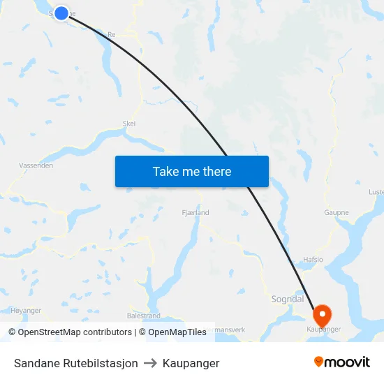 Sandane Rutebilstasjon to Kaupanger map