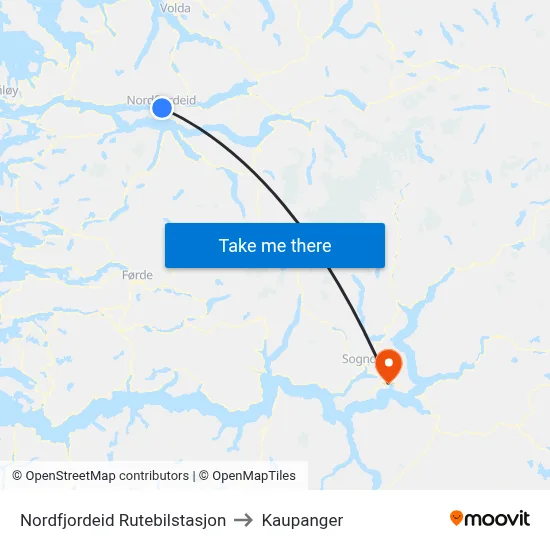 Nordfjordeid Rutebilstasjon to Kaupanger map