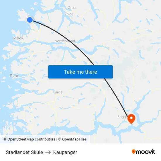 Stadlandet Skule to Kaupanger map
