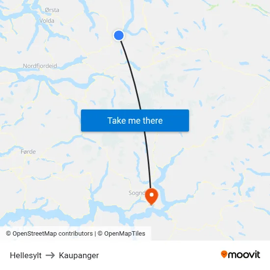Hellesylt to Kaupanger map