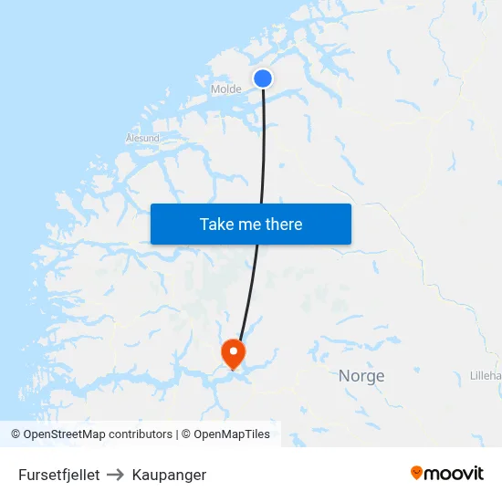 Fursetfjellet to Kaupanger map