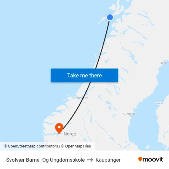Svolvær Barne- Og Ungdomsskole to Kaupanger map
