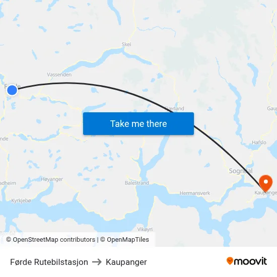 Førde Rutebilstasjon to Kaupanger map