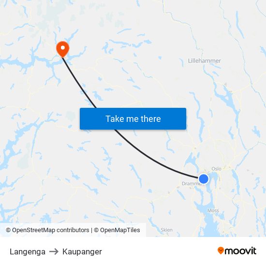 Langenga to Kaupanger map