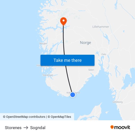 Storenes to Sogndal map