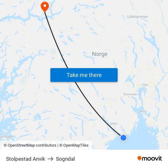 Stolpestad Anvik to Sogndal map