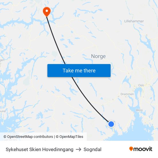 Sykehuset Skien Hovedinngang to Sogndal map