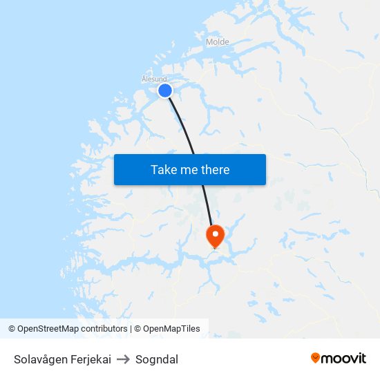 Solavågen Ferjekai to Sogndal map