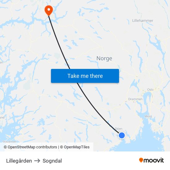 Lillegården to Sogndal map