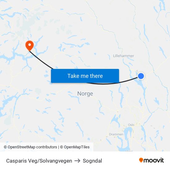 Casparis Veg/Solvangvegen to Sogndal map