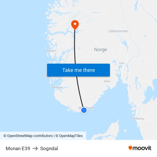 Monan E39 to Sogndal map