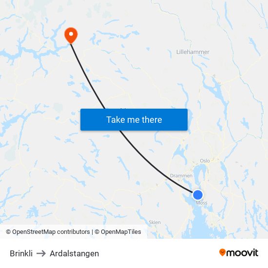 Brinkli to Ardalstangen map