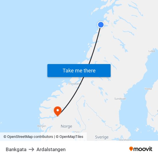 Bankgata to Ardalstangen map