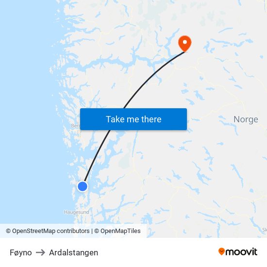 Føyno to Ardalstangen map