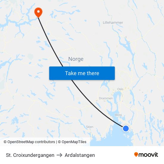 St. Croixundergangen to Ardalstangen map