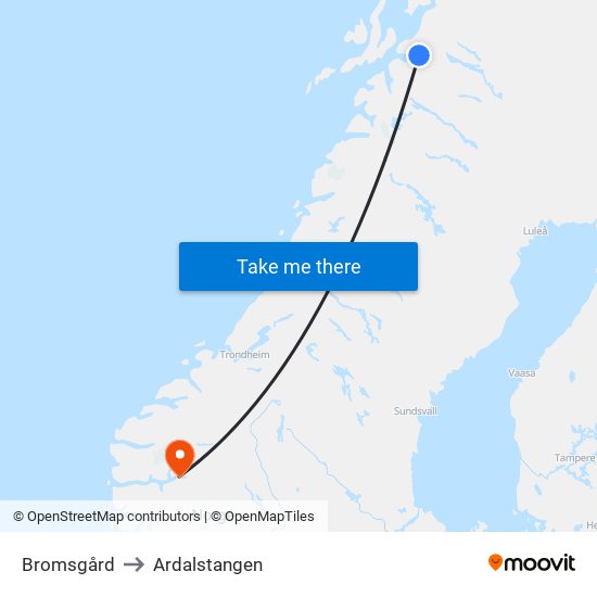 Bromsgård to Ardalstangen map