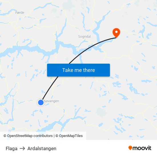 Flaga to Ardalstangen map