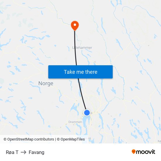 Røa T to Favang map