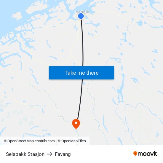 Selsbakk Stasjon to Favang map