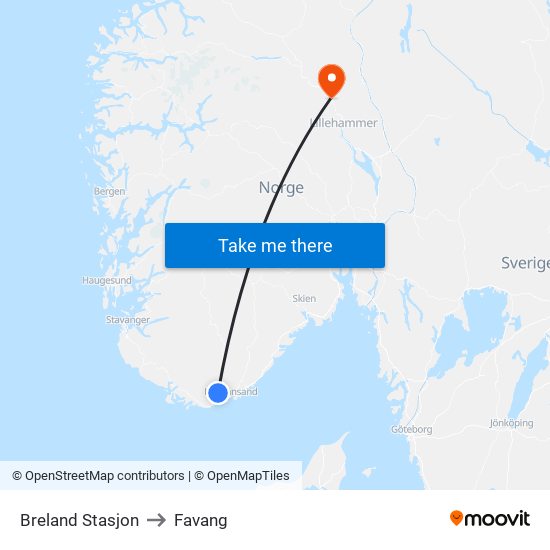 Breland Stasjon to Favang map