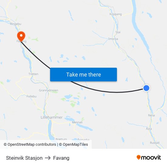 Steinvik Stasjon to Favang map