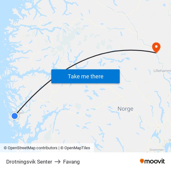 Drotningsvik Senter to Favang map