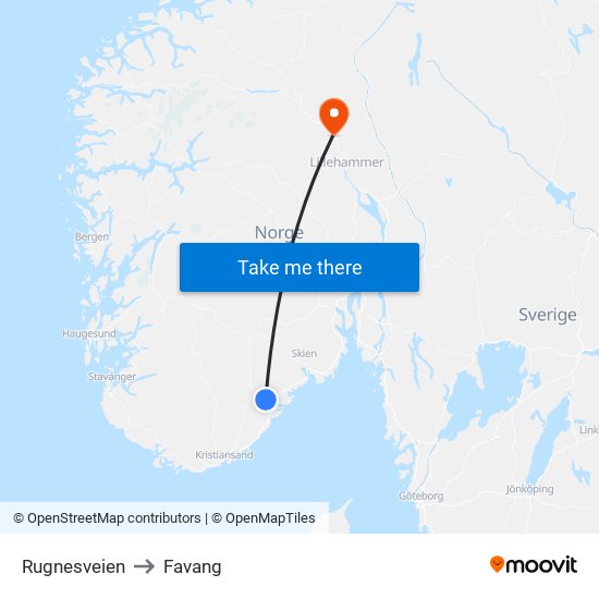 Rugnesveien to Favang map