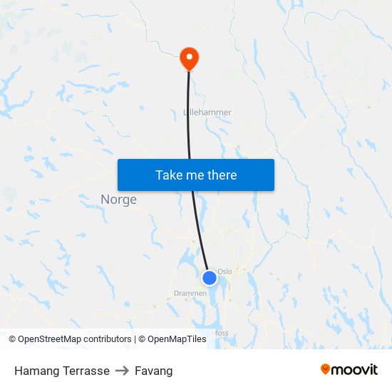 Hamang Terrasse to Favang map