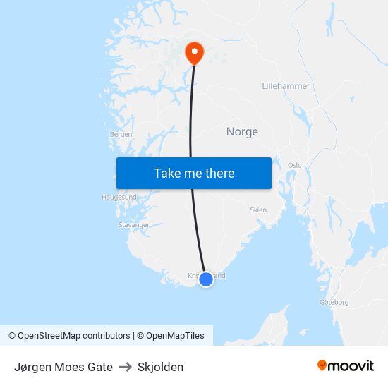 Jørgen Moes Gate to Skjolden map