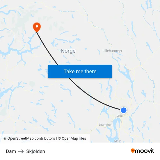 Dam to Skjolden map