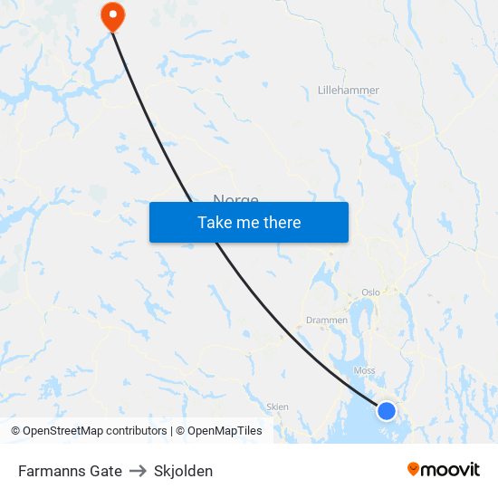 Farmanns Gate to Skjolden map