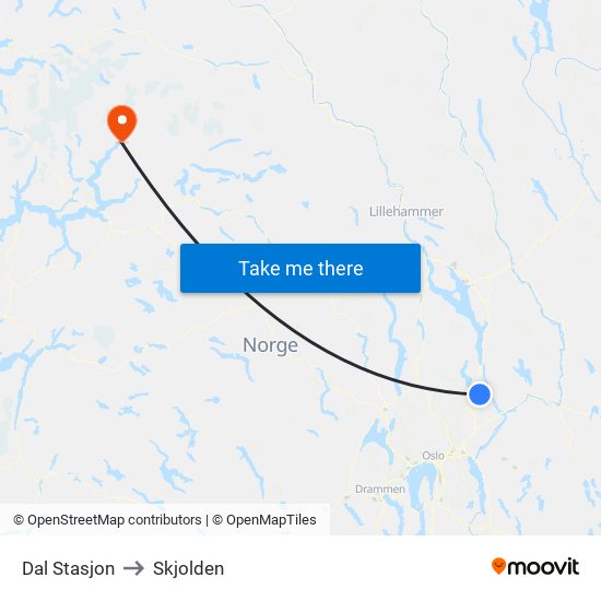 Dal Stasjon to Skjolden map