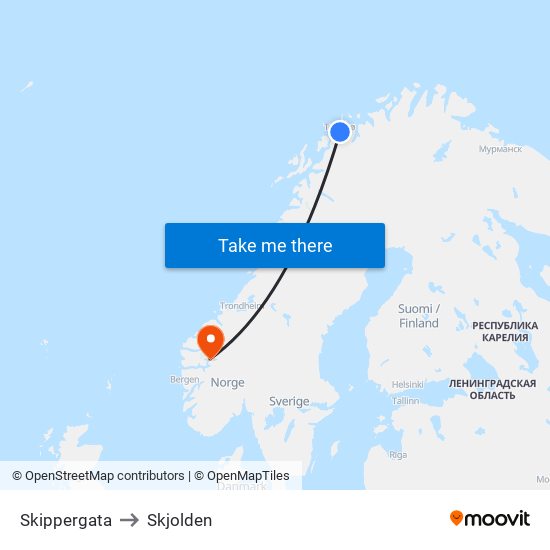 Skippergata to Skjolden map