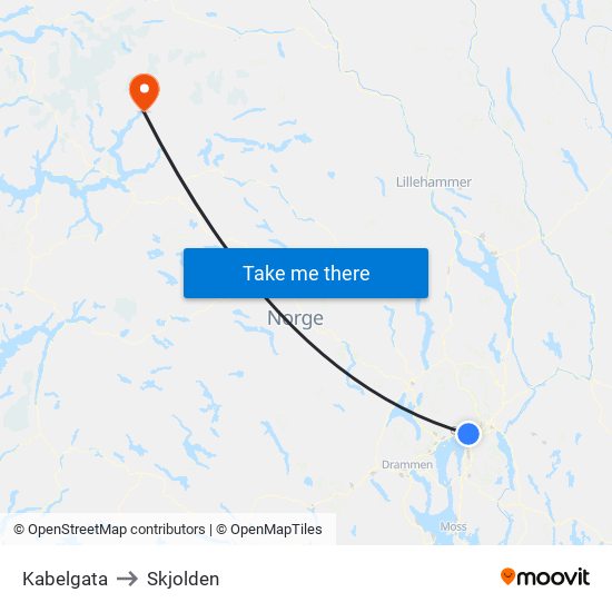 Kabelgata to Skjolden map