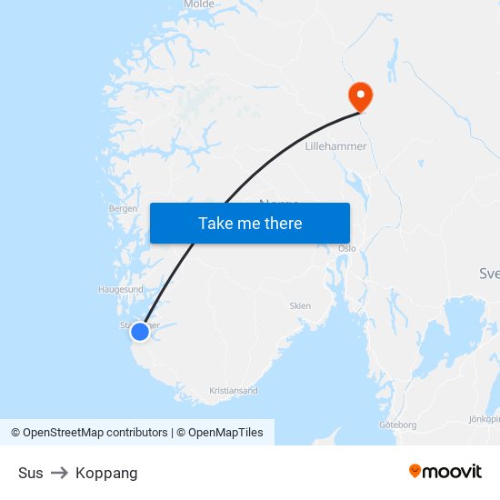 Sus to Koppang map