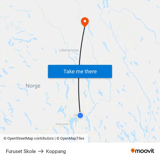 Furuset Skole to Koppang map