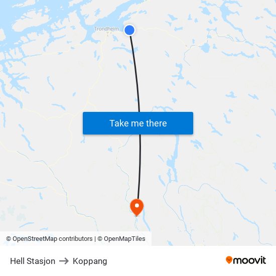 Hell Stasjon to Koppang map