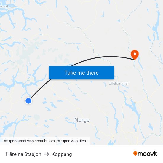 Håreina Stasjon to Koppang map