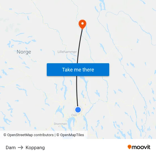 Dam to Koppang map